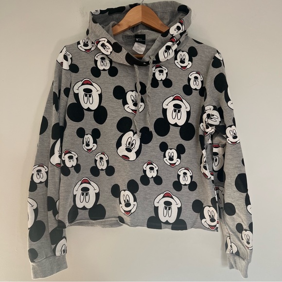 Disney Tops - Disney Mickey Mouse Character Crop Hoodie Sweatshirt Size Large